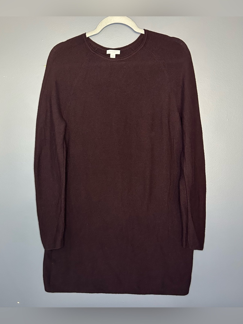 J. Jill Sweater Tunic Womens M Burgundy Soft Lightweight Merino Wool Crew Neck - Picture 8 of 9